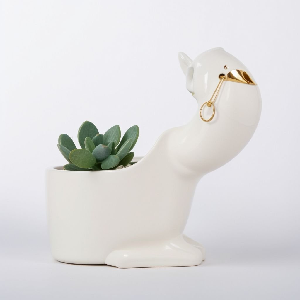 Doniczka Żyrafa biało-złota