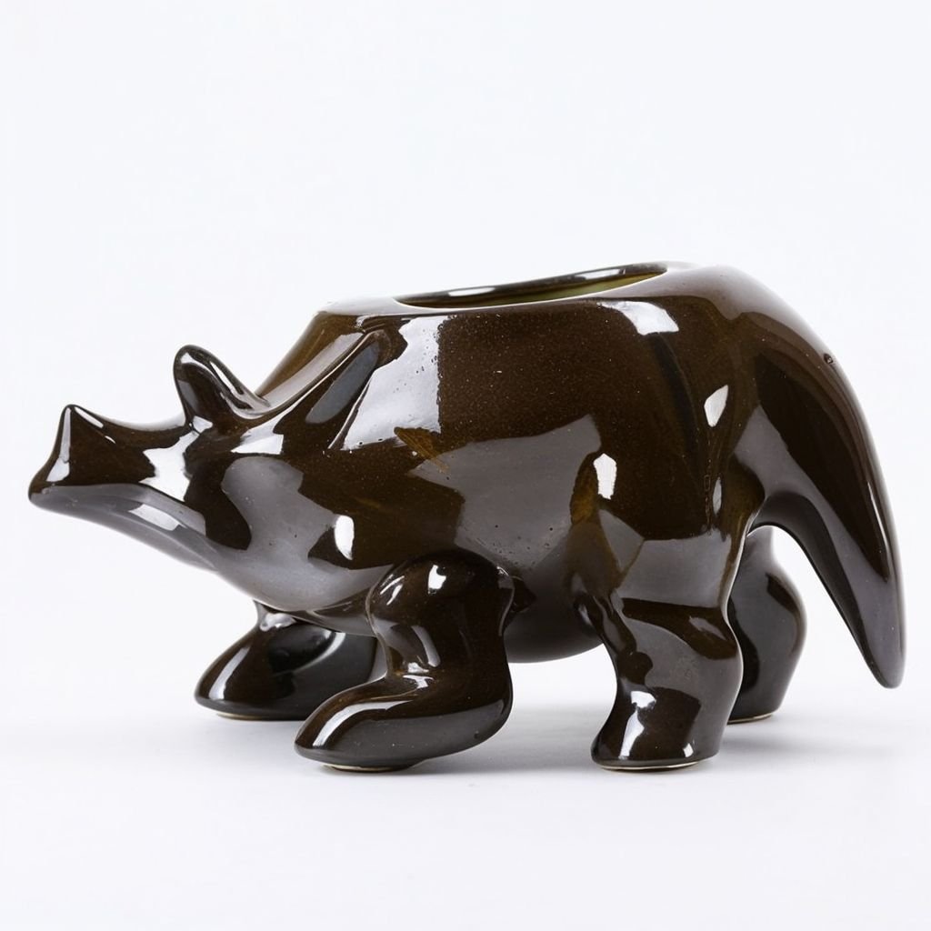 Doniczka na triceratopsa ciemnobrązowa - obrazek 3