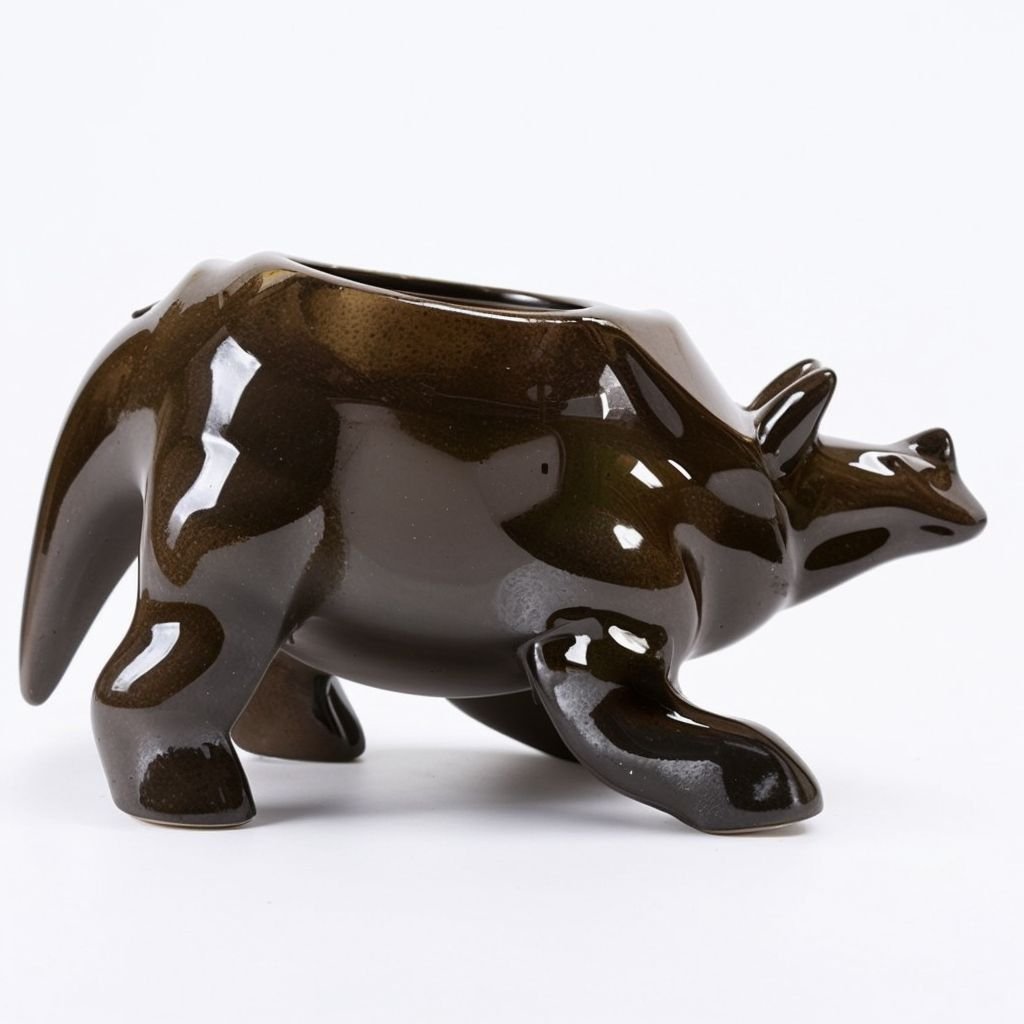 Doniczka na triceratopsa ciemnobrązowa - obrazek 4