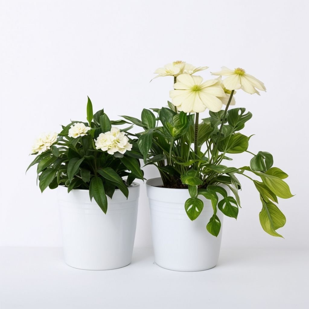 Kompozycja z jaskrów i róż w doniczce