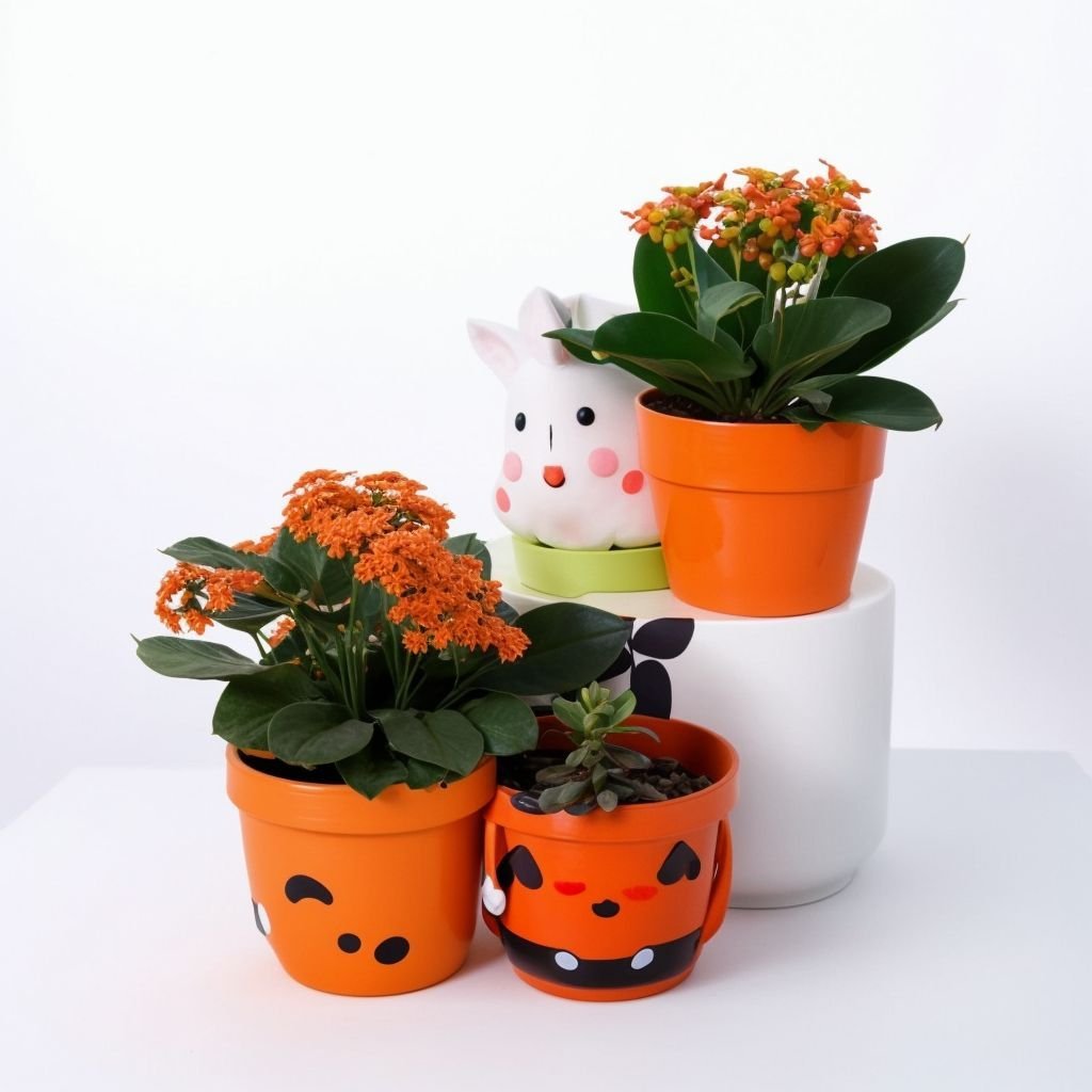 Sukulent w doniczce na Halloween