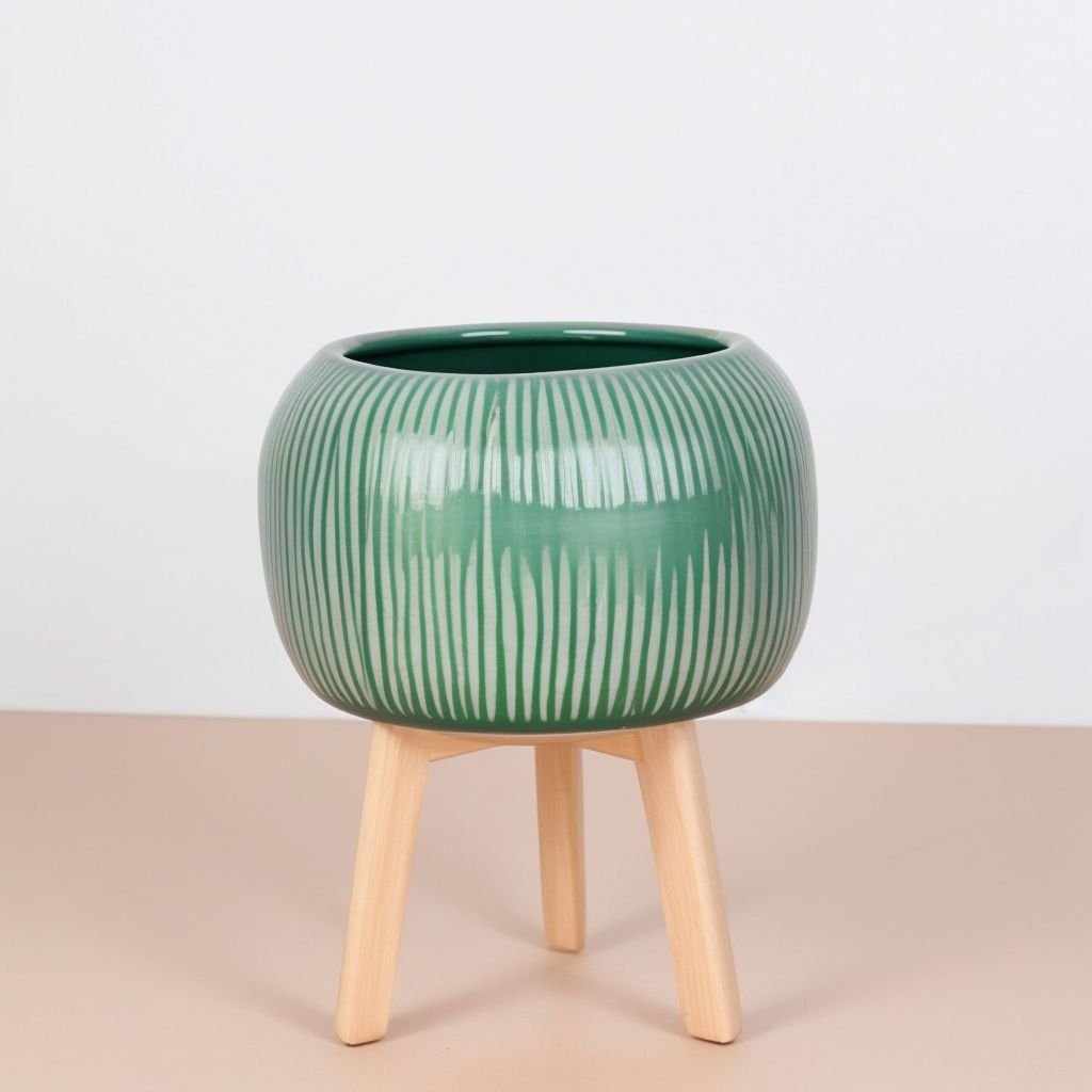 Zielona doniczka na nóżkach