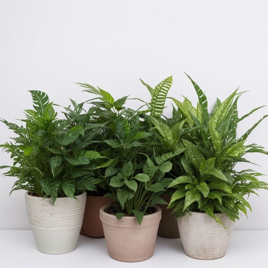 Paprocie wymieszane w doniczce